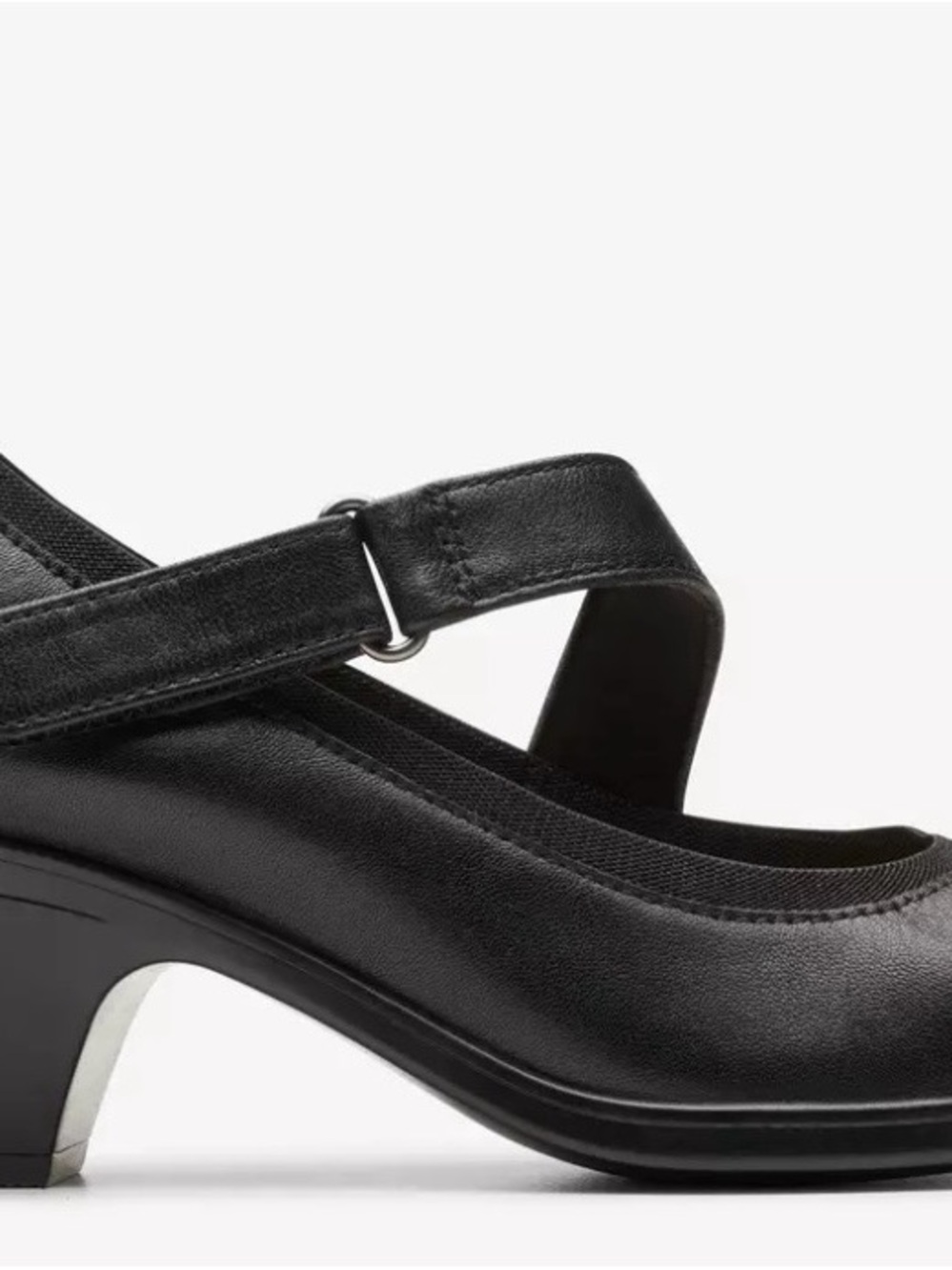 Clarks Black Mary Jane Low Chunky Heel Shoe